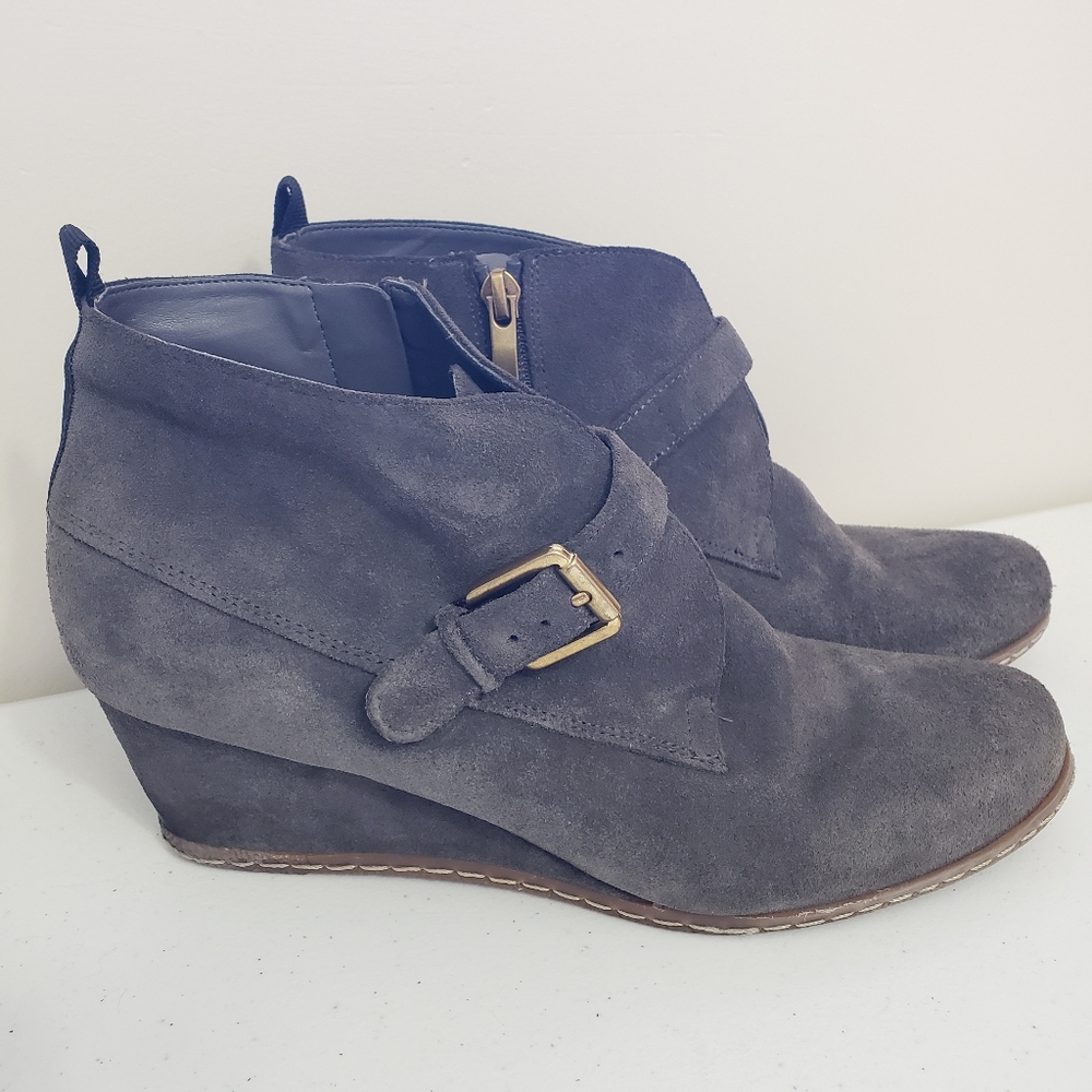 Franco Sarto Shoes Wedge Booties Gray Suede 8.5